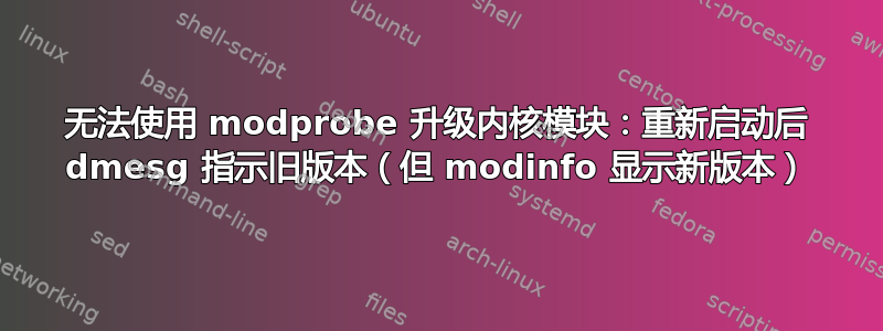 无法使用 modprobe 升级内核模块：重新启动后 dmesg 指示旧版本（但 modinfo 显示新版本）