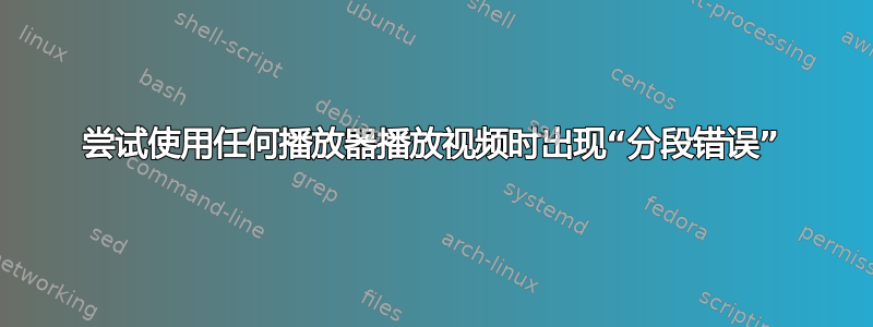 尝试使用任何播放器播放视频时出现“分段错误”