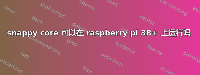 snappy core 可以在 raspberry pi 3B+ 上运行吗