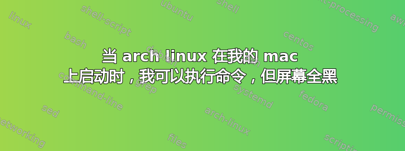 当 arch linux 在我的 mac 上启动时，我可以执行命令，但屏幕全黑