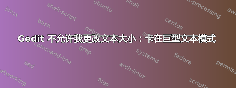 Gedit 不允许我更改文本大小：卡在巨型文本模式