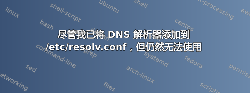 尽管我已将 DNS 解析器添加到 /etc/resolv.conf，但仍然无法使用