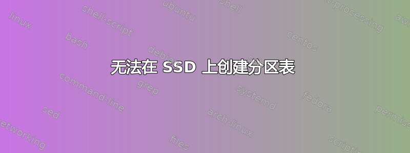 无法在 SSD 上创建分区表