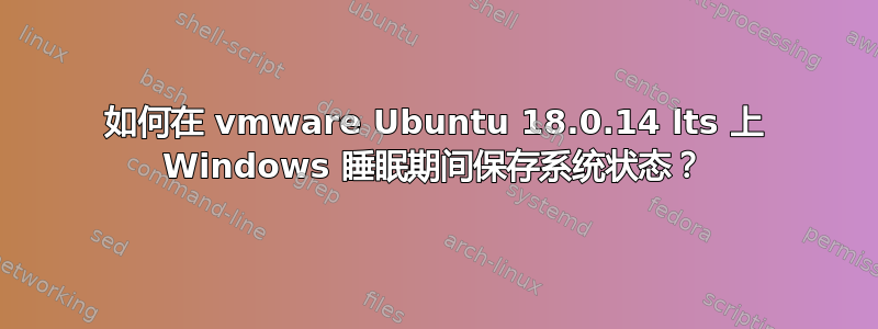 如何在 vmware Ubuntu 18.0.14 lts 上 Windows 睡眠期间保存系统状态？