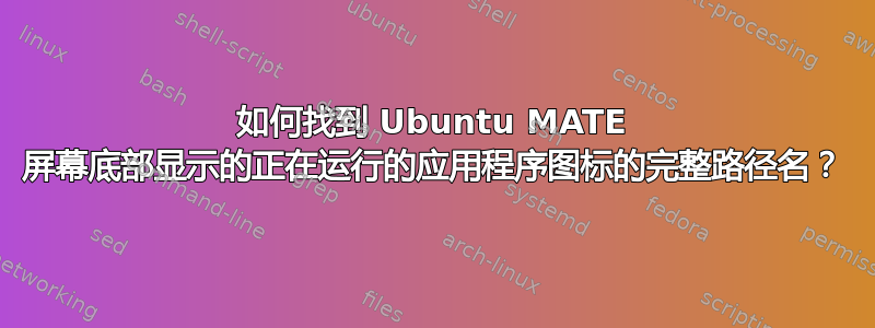 如何找到 Ubuntu MATE 屏幕底部显示的正在运行的应用程序图标的完整路径名？