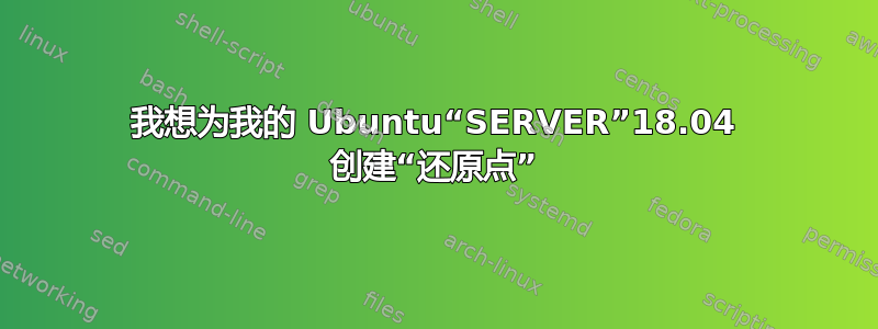 我想为我的 Ubuntu“SERVER”18.04 创建“还原点”