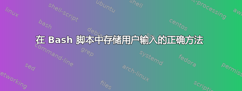 在 Bash 脚本中存储用户输入的正确方法