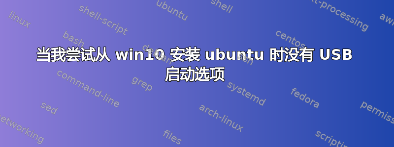 当我尝试从 win10 安装 ubuntu 时没有 USB 启动选项