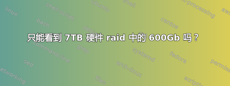 只能看到 7TB 硬件 raid 中的 600Gb 吗？