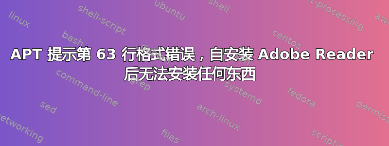 APT 提示第 63 行格式错误，自安装 Adob​​e Reader 后无法安装任何东西 