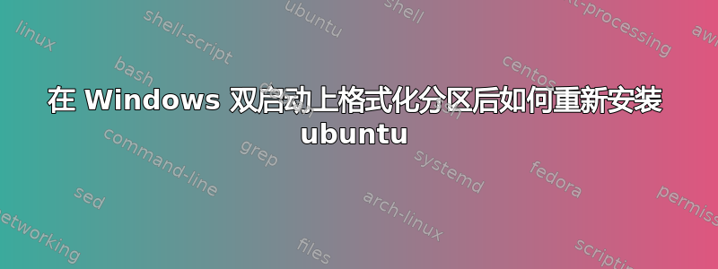 在 Windows 双启动上格式化分区后如何重新安装 ubuntu