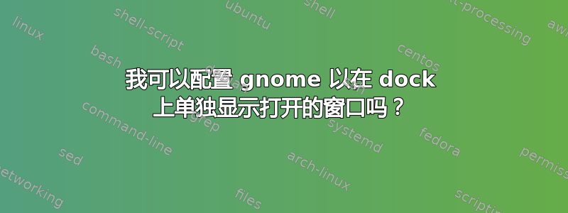 我可以配置 gnome 以在 dock 上单独显示打开的窗口吗？