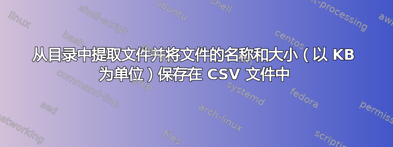 从目录中提取文件并将文件的名称和大小（以 KB 为单位）保存在 CSV 文件中