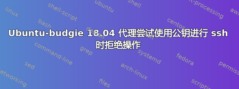 Ubuntu-budgie 18.04 代理尝试使用公钥进行 ssh 时拒绝操作