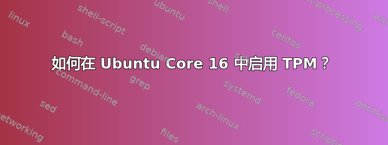 如何在 Ubuntu Core 16 中启用 TPM？