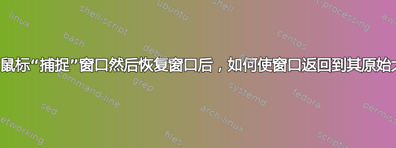 在使用鼠标“捕捉”窗口然后恢复窗口后，如何使窗口返回到其原始大小？