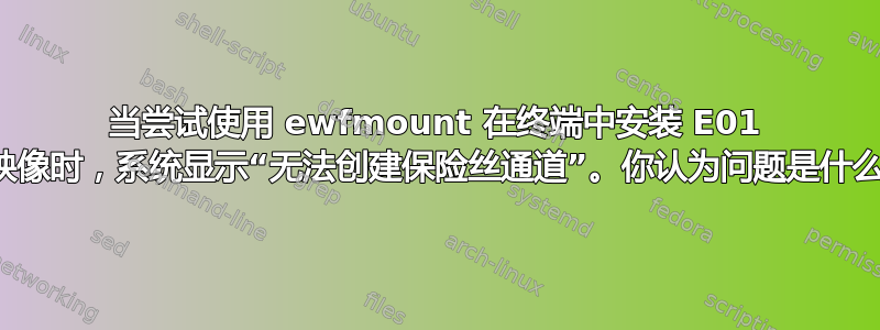 当尝试使用 ewfmount 在终端中安装 E01 映像时，系统显示“无法创建保险丝通道”。你认为问题是什么