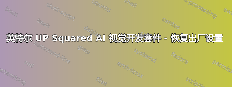 英特尔 UP Squared AI 视觉开发套件 - 恢复出厂设置