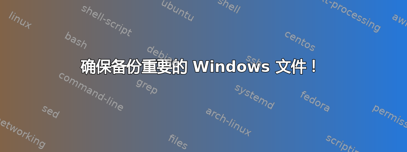 确保备份重要的 Windows 文件！