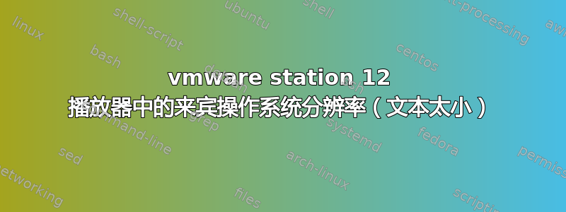 vmware station 12 播放器中的来宾操作系统分辨率（文本太小）