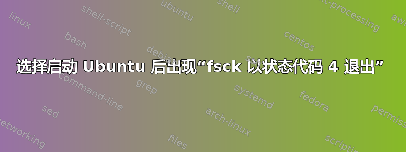 选择启动 Ubuntu 后出现“fsck 以状态代码 4 退出”