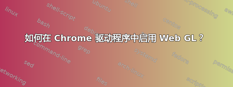 如何在 Chrome 驱动程序中启用 Web GL？