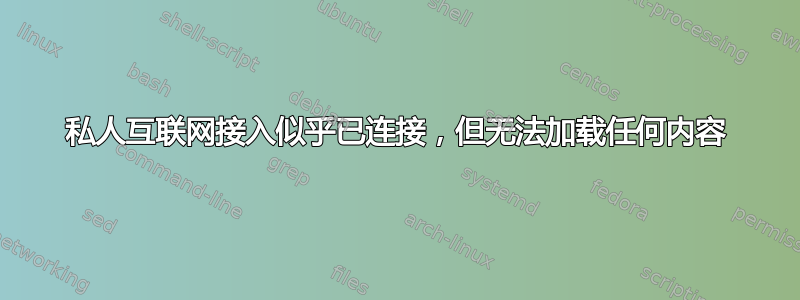 私人互联网接入似乎已连接，但无法加载任何内容