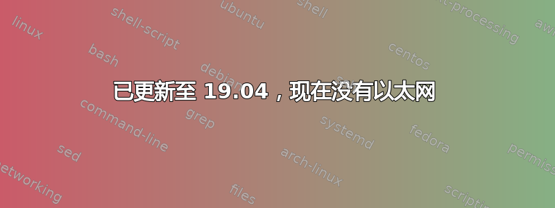 已更新至 19.04，现在没有以太网