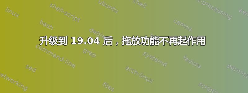 升级到 19.04 后，拖放功能不再起作用