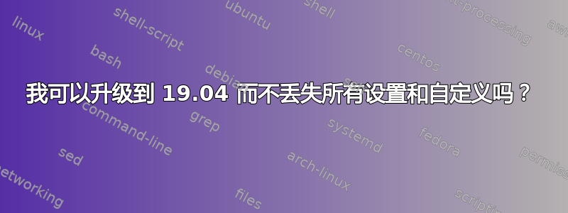 我可以升级到 19.04 而不丢失所有设置和自定义吗？