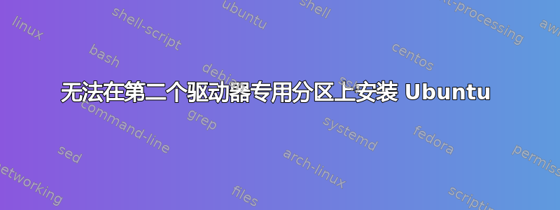 无法在第二个驱动器专用分区上安装 Ubuntu