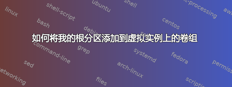 如何将我的根分区添加到虚拟实例上的卷组