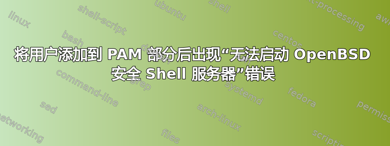 将用户添加到 PAM 部分后出现“无法启动 OpenBSD 安全 Shell 服务器”错误