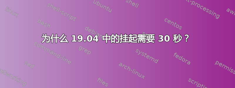 为什么 19.04 中的挂起需要 30 秒？