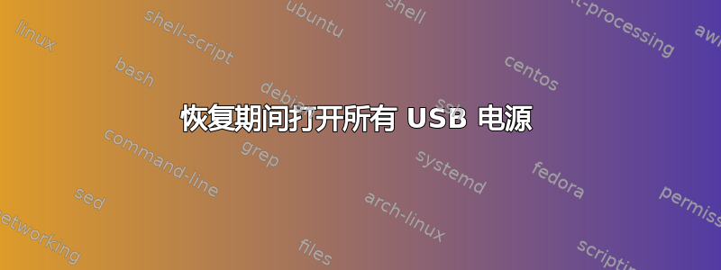 恢复期间打开所有 USB 电源