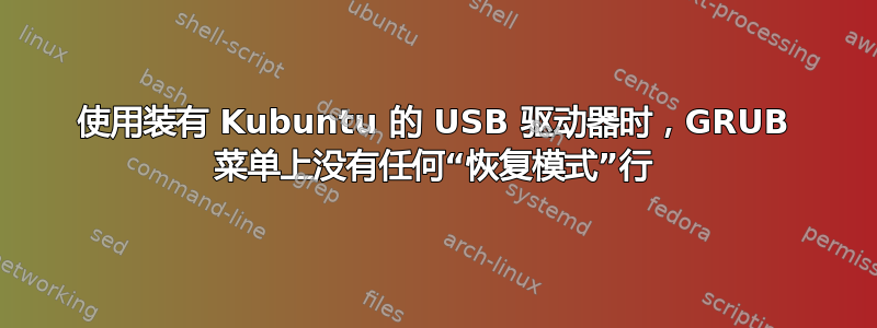 使用装有 Kubuntu 的 USB 驱动器时，GRUB 菜单上没有任何“恢复模式”行