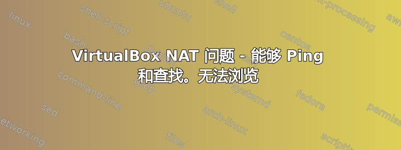 VirtualBox NAT 问题 - 能够 Ping 和查找。无法浏览