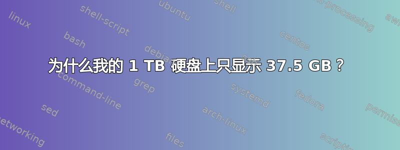 为什么我的 1 TB 硬盘上只显示 37.5 GB？