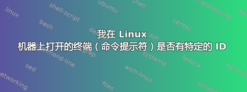 我在 Linux 机器上打开的终端（命令提示符）是否有特定的 ID