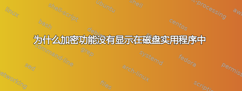 为什么加密功能没有显示在磁盘实用程序中