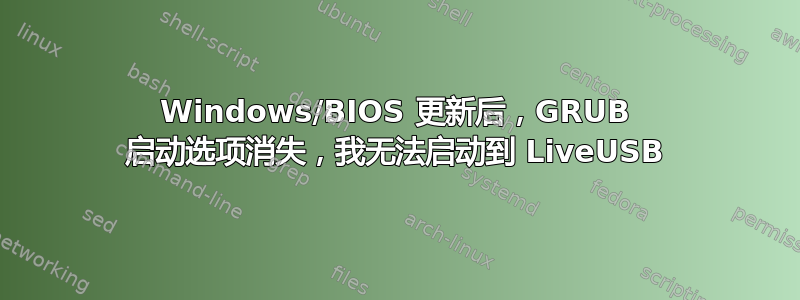 Windows/BIOS 更新后，GRUB 启动选项消失，我无法启动到 LiveUSB