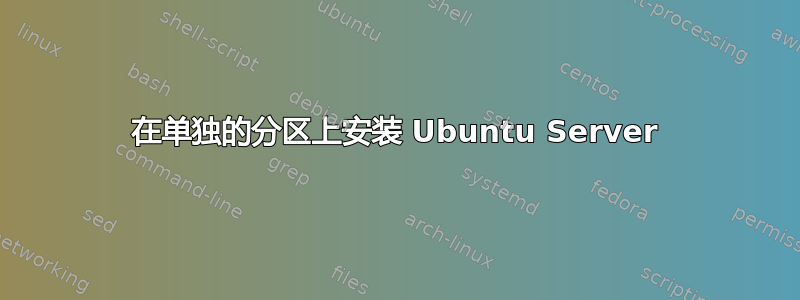 在单独的分区上安装 Ubuntu Server