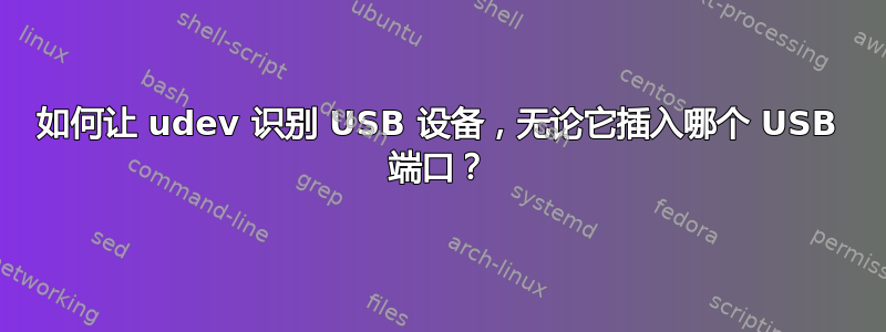 如何让 udev 识别 USB 设备，无论它插入哪个 USB 端口？