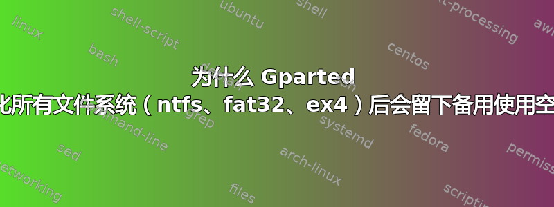 为什么 Gparted 格式化所有文件系统（ntfs、fat32、ex4）后会留下备用使用空间？