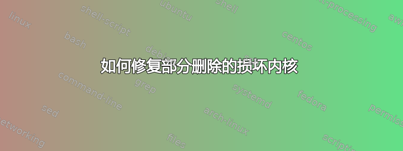 如何修复部分删除的损坏内核