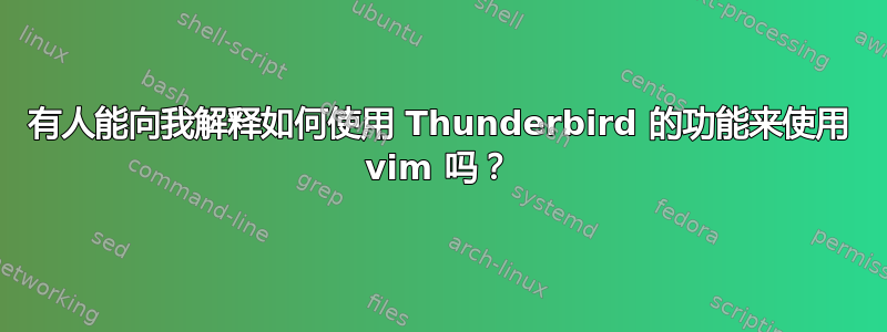 有人能向我解释如何使用 Thunderbird 的功能来使用 vim 吗？