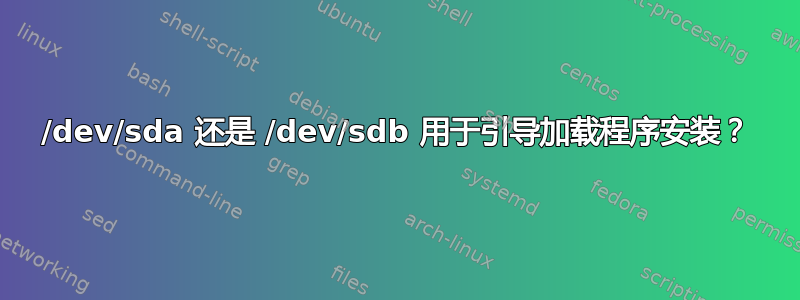 /dev/sda 还是 /dev/sdb 用于引导加载程序安装？