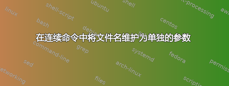 在连续命令中将文件名维护为单独的参数