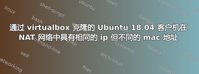 通过 virtualbox 克隆的 Ubuntu 18.04 客户机在 NAT 网络中具有相同的 ip 但不同的 mac 地址