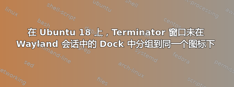 在 Ubuntu 18 上，Terminator 窗口未在 Wayland 会话中的 Dock 中分组到同一个图标下